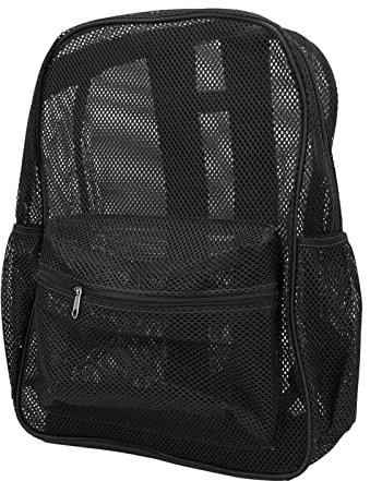 Mochila de Malla, Mochila para Estudiantes, Resistente, de Gran Capacidad, Correa Ancha para el Hombro para Deportes para la Playa (Negro)
