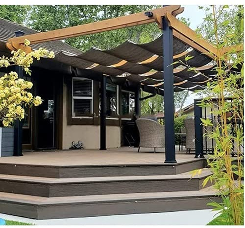 Pergola Shade Cover - Retractable Sunshade Sail - Patio Awning - Terrace Wave Canopy - Included Wire Cable Hardware ( Color : Coffee , Size : 1.5x5m )