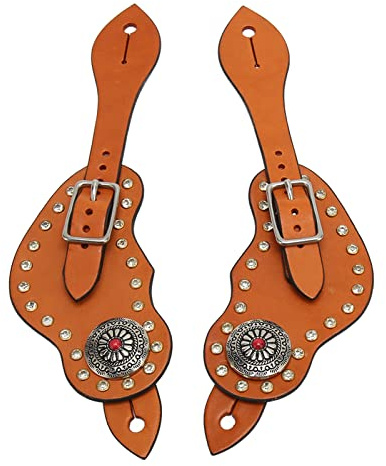 GLOGLOW Leather Spur Strap Spur Spur Strap Men Boot Strap Slippy Artificial Leather Spur Strap Vintage Style Changeable Brown Spur Strap Leather Spur Strap Spur
