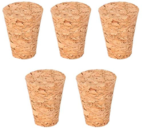ACAN Tradineur - Pack de 5 tapones cónicos de corcho para cerrar botellas de cristal, botes, frascos, vino, aceite, bares, restaurantes, hogar, 23 x 14 x 30 mm