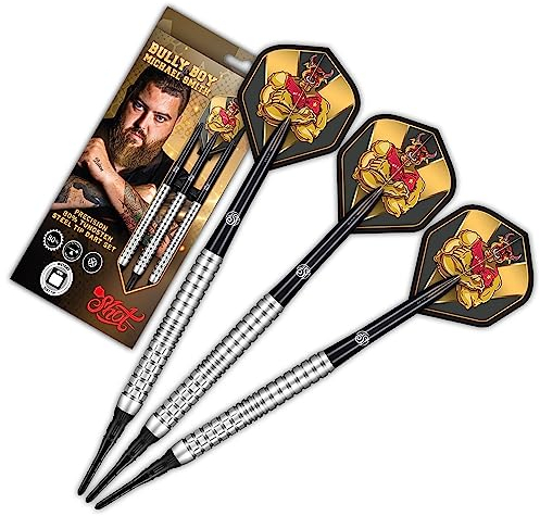 Shot! Soft Darts | Michael Smith | Bully Boy | Precision | 80% Tungsten Softtip Darts | Softdart | Hochwertige Tungsten Dartpfeile Set mit Schäften und Flights | Made in Neuseeland |18 Gramm