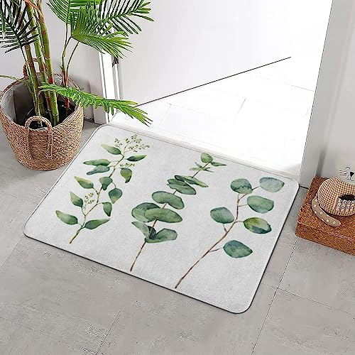 ERICAT Badteppich rutschfeste,Eukalyptus Runde Blätter und Zweige Baby Seed Silber,Wasserabsorbierend Badematte maschinenwaschbar Badvorleger für Dusche,Badewanne,40x60cm