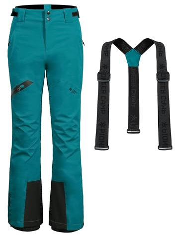 Pioneer Camp Skihose Damen Schneehose abnehmbaren Hosenträgern Wasserdicht Winddichte Verschweißte Nähte Schneefang Snowboardhose Softshellhose Outdoorhose Funktionshose Eisblau S