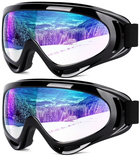 Braylin Schneebrille für Herren, Damen, Jugendliche, Kinder, Jungen oder Mädchen, Schneemobilbrille, 2 Stück