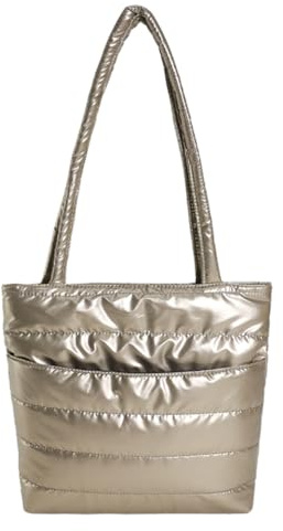 Fiorky Große Kapazität Puffy Tote Handtasche Vielseitig Leichte Handtasche Winter Dating Tasche Frauen Gesteppte Umhängetasche