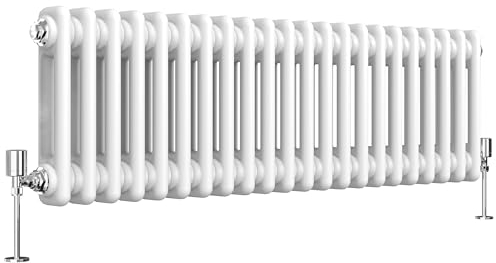 Heilmetz Traditional 2 Column Horizontal Radiator Double, 300 x 1010mm Central Heating Radiator Cast Iron Style 2 Column Radiators White