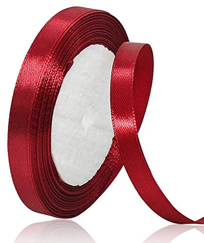 Weinrot 10mm Breit Satinbands, 22 Meters Schleifenband, Geschenkband für Geschenkverpackungen, DIY Handwerk, Blumensträuße, Nähprojekte, Schleifenherstellung, Geburtstags- und Hochzeitsdekorationen