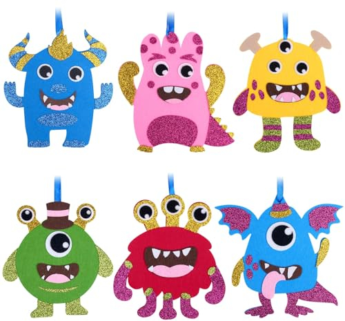 Ainiv 6 Stück Monster Bastelset für Kinder, Moosgummi Monsters Bastelsets Mit Wackelaugen Selbstklebend, Basteln Kindergeburtstag Geschenke für Mädchen Junge