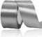 Geschenkband Silber 50 mm Breit,23 Meter Satinbänder Silber Stoff Schleifenband Kunsthandwerk, Kränze, Hochzeitsdekoration, Weihnachten, Haarbögen, Blumensträuße, Geburtstag und Geschenkverpackung