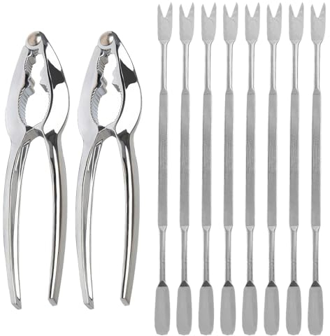 2 Pezzi Pinze per Astice, 8 Pezzi Schiaccianoci Acciaio Inox, Pinze per Frutti di Mare Acciaio Inox, Pinza per Rimuovere La Polpa di Granchio, Pinza per Aragosta per Frutti di Mare Multifunzione