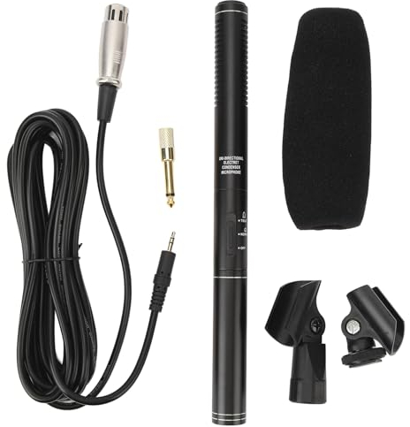 Sxhlseller Dual Pickup Dual Microphone, All Metal Shell XLR Shotgun Microphone with High Compatibility and High Sensitivity for DSLR Cameras, Smartphones, Camcorders, and More
