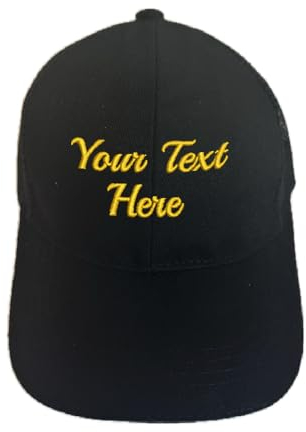 MIMAYIN Personalisierte Baseball Cap Mesh Basecap mit Wunschtext Individueller Text Verstellbare Reine Farbe Baseballmütze Sport Visier Hut für Herren Damen (Baumwolle, Schwarz)