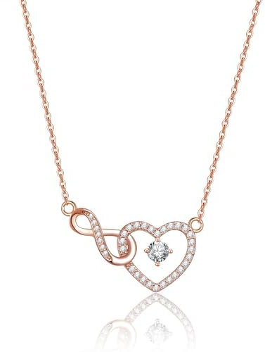 Cosie Lily Cadeau Femme Collier Or Infini Collier Coeur avec Zircon Cubique,Bijoux Noël Saint Valentin Cadeau Fete des Meres Anniversaire Femme