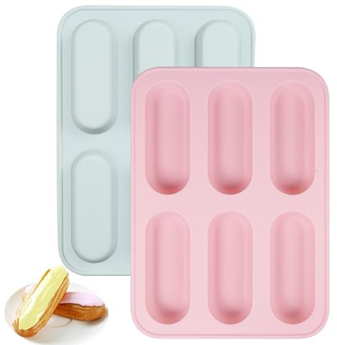 Mispudin 2 Piezas Mini Molde para Pan Silicona, Molde Mini Baguette de 6 Cavidades, Bandeja para Hornear Mini Pan, Antiadherente, para Pan Francés, Mini Pastel, Pequeños Pan, Pastel de Carne