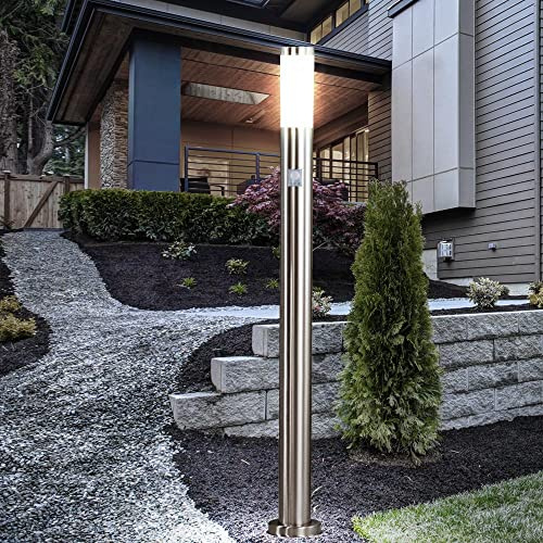 LED Außen Stehlampe Standleuchte Garten Beleuchtung EDELSTAHL Hof Wegleuchte Veranda Terrasse inkl. SENSOR