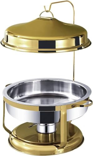 Edelstahl-Buffet-Set, Buffet-Servierer und Speisenwärmer mit Aufhänger, Wasserschalen und Lebensmittelpfannen für Partys, Buffets (Größe: 9 l, Farbe: Gold)