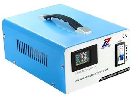 ZHENGXI ELECTRIC Trasformatore di separazione 230 V, trasformatore da 500 W, display HD, senza nose, 2 prese di uscita