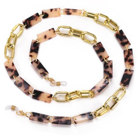 Dreamtimes Acryl Brillenkette einstellbar leichtes Brillenhalter für Frauen Männer Farbe Vielfalt Sonnenbrille Kette (Bernstein-1)