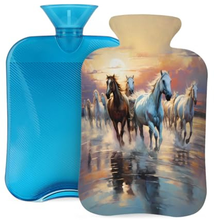 Mexpekil Bouillotte avec housse en PVC pour soulager la douleur, les pieds, le dos, la chaleur du cheval qui coule