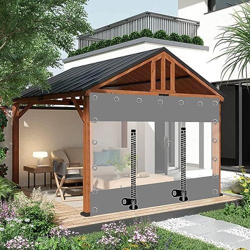 Generisch Transparente Planenvorhänge für den Außenbereich, transparente Planen-Seitenteile für Pavillon, Pergola, Terrasse, PVC-Kunststoff, wasserdichte Abdeckplane mit Reißverschluss-Tür
