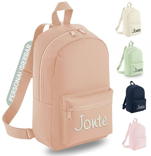 smartaini Kindergartenrucksack personalisiert mit Namen – Kinderrucksack für Kita, Krippe, Kindergarten & Schule, Mädchen & Jungen, Kleinkind Rucksack ab 2–3 Jahre, individuell & lässig (Peach)
