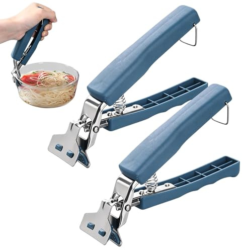 2Pcs Anti Scald Bowl Clip Stainless Steel Hot Plate Gripper Non Slip Tongs Holder for Pot Pan Microwave Air Fryer Kitchen Use