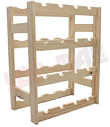 MODO24 Flaschenregal, Weinschrank, Weinständer, Getränkeregal, Weinflaschenhalter, Flaschen Organizer, Weinschrank, Weinregal Holz für 16 Flaschen, Abmessungen 54x43x25 cm, Farben: Naturholz
