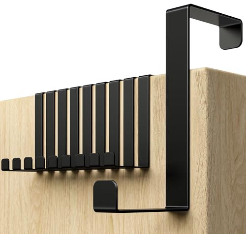 Menz Stahlwaren Over Door Hanger – Set of 10 - Black Coat Hooks for Width 1.4 and 1.8 - Over Door Hook for Hanging Clothes, Coat Hooks
