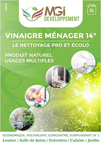 MGI DEVELOPPEMENT Vinaigre Blanc à 14° - pour Nettoyage - Qualité Professionnelle - Nettoie, Dégraisse, Détartre (2X10 litres)