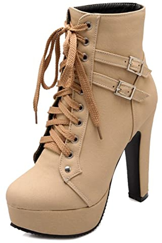Cocey Damen Stiefeletten mit Absatz Plateau Stiefeletten mit Nieten