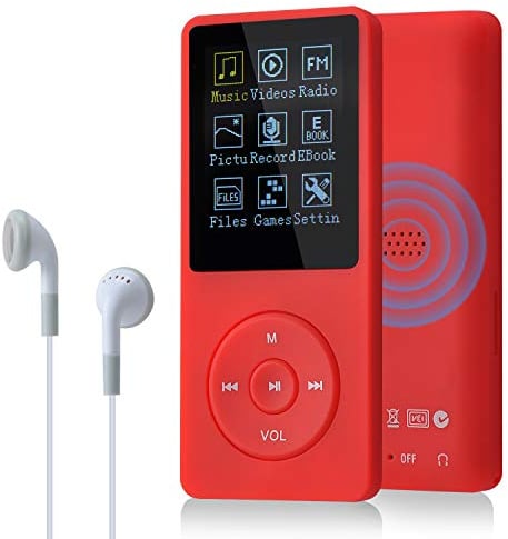 COVVY 8GB Tragbare MP3 Musik Player, Support bis zu 64GB SD Speicherkarte, Lossless Sound HiFi MP3 Player, Music/Video/Sprachaufnahme/FM Radio/E-Book Reader/Fotobetrachter(8G, Rot)