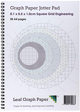 Leaf Graph A4 Graph Paper, 1mm (0.1cm) Squared Grid, 50-Page Wirebound Notebook for Engineering, Science, Maths and Technical Drawing