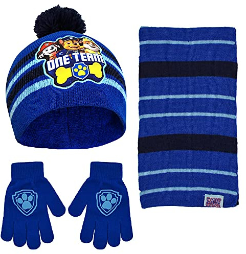 Nickelodeon boysPaw Patrol Scarf, Hat and Gloves Or Mitten Set for Toddler and Little Boys Cold Weather Hat