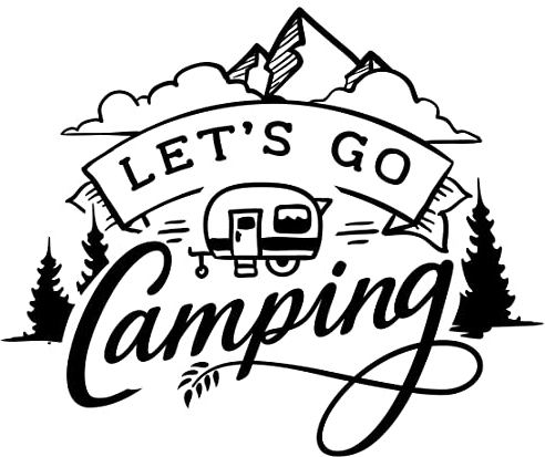 Samunshi® Let's Go Camping Schriftzug Aufkleber Sticker Autoaufkleber Scheibenaufkleber Motorradaufkleber - 15x12,5cm schwarz