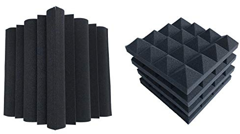 Senmubery 16 Stück Akustikschaumstoffe: 12 Stück Schallschutz Schaumstoff Schalldämpfung Pyramide Studio Behandlung Wandpaneele & 4 Stück Eck-Bassfalle Akustikplatte Studio Schalldämpfungsschaum
