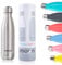 Moon Bottles - Insulated Water Bottle That Lasts Forever - 18/8 Stainless Steel Vacuum Flask - Double Walled Drink Bottle - Thermal Metal Flasks, Leakproof, 24hrs Cold & 12 Hot (1 Litre, Silver)