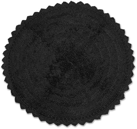 DII Crochet Collection Reversible Bath Mat, Round, 27.5 Diameter, Black