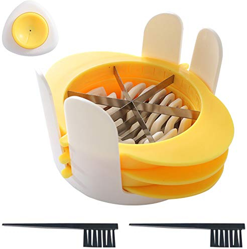 feihao Tagliauova,Affetta Uovo 3 in 1, Tagliauova multiuso in Acciaio Inox, affettatrice Manuale per Uova sode e Frutti di Fragola