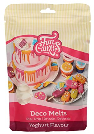 FunCakes Deco Melts Joghurtgeschmack - Dip, Drip, Dekorieren! In der Mikrowelle schmelzen und in jede Form gießen. Machen Sie Süßigkeiten, dekorieren Sie Kuchen, Kekse und Cupcakes! AZO frei. 250 g