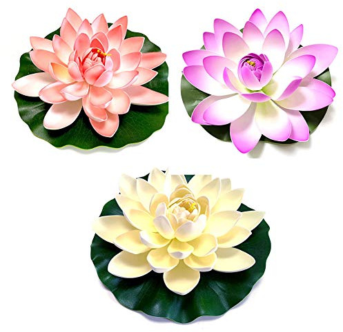Athemeet Konstgjord lotusblomma flytande blommor simulering vattenlilja blomma realistisk damm lotus för damm pool vattenfunktioner dekoration (rosa)