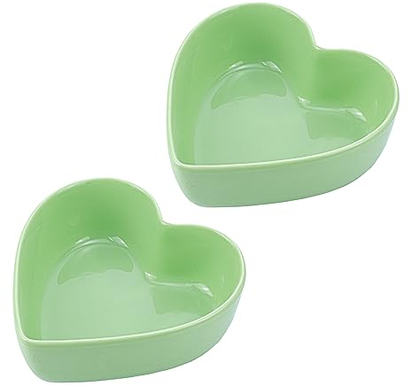 WAIT FLY 2pcs Heart-Shaped Bowls for Salad Soup Snack Dessert Household Cooking Bowls for Home Kitchen, Green