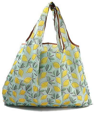 BEEFLYING 3 Stück Faltbare Umweltfreundliche Nylon-Einkaufstaschen Wiederverwendbare wasserdichte Einkaufstaschen Blumenmuster-Taschen mit Beutel Und Taschengriff (Stil 11)