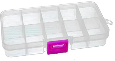 MiSMiAO 2pcs Pearl Aufbewahrungsbox Plastik Schmuckschatulle Schmuckkästchen 10 Raster Schmuck Organizer mit verstellbaren Trennwänden Plastik Sortierbox Sortierkasten für Ohrring (B)