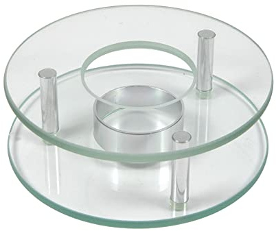 Fornellino in vetro – 12 cm – Moderno scaldapiedi con inserto in acciaio inox – Teiera tazza riscaldatore
