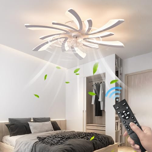 WDENI Ventilateur de plafond suspendu, ventilateur de plafond avec lumière, régulateur de vitesse à distance, vitesse du vent à 6 vitesses, 30,7 pouces