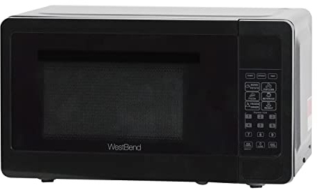 West Bend Microwave Oven 700-Watts Compact with 6 Pre-Set Cooking Settings, Speed Defrost, Electronic Control Panel and Glass Turntable, 0.7 Cu.Ft., Black