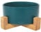 Gamelle en céramique avec support en Bambou pour Chiens et Chats - Capacité de 850 ML (Jade)