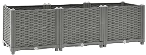 vidaXL Lit Surélevé, Bac à Fleurs, Pot de Plantes, Boîte à Fleurs, Jardinière de Jardin Patio Terrasse Balcon, Gris Clair 120x40x38 cm Polypropylène