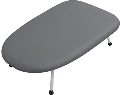 Natudeco Planche à Repasser Portable Petite Planche à Repasser de Table Mini Planche à Repasser en Tissu Peu encombrant avec Pieds pliants et Housse en Coton pour la Couture(Argent)