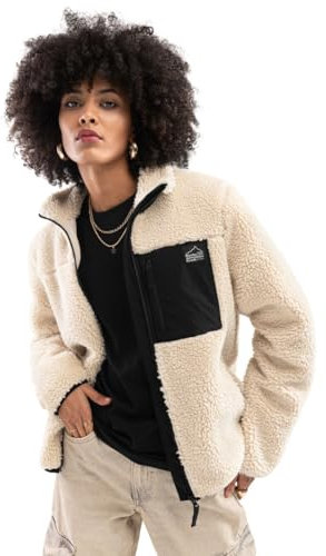 SIROKO - Giacca Sherpa da Donna Levi-W - M - Beige/Nero